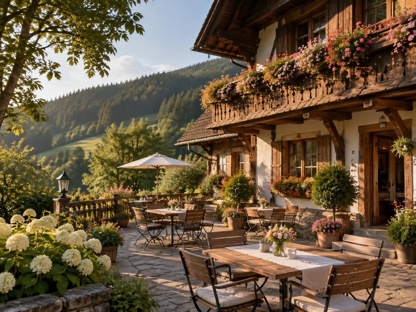Illustrativer Gasthaus-Außenbereich